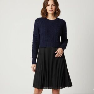 KENZO Cable Knit Pleated Dress